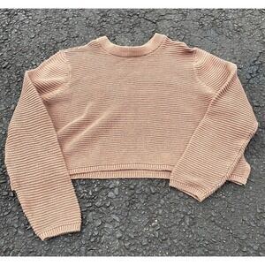 Women's Cotton On Brown Tan Cropped Cotton Sweater Pullover Knit Size XS